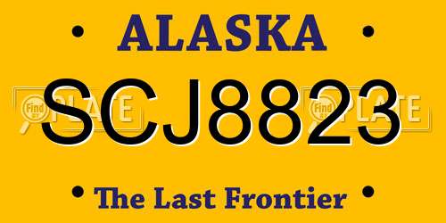 SCJ8823 Alaska License Plate