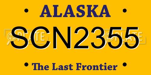 SCN2355 Alaska License Plate