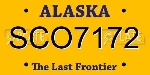 SCO7172 Alaska License Plate