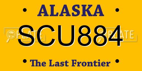 SCU884 Alaska License Plate