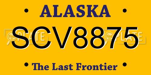 SCV8875 Alaska License Plate