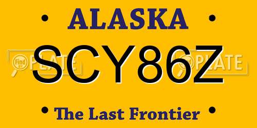 SCY86Z Alaska License Plate