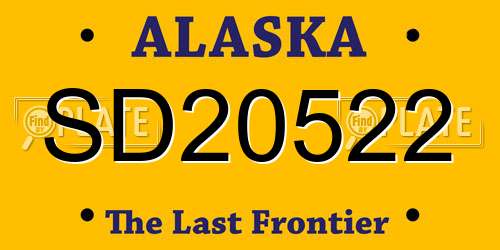 SD20522 Alaska License Plate