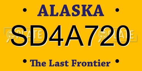 SD4A720 Alaska License Plate