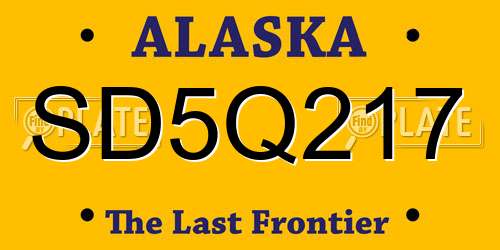 SD5Q217 Alaska License Plate