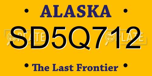 SD5Q712 Alaska License Plate