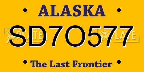 SD7O577 Alaska License Plate