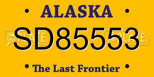 SD85553 Alaska License Plate