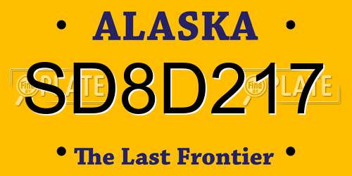 SD8D217 Alaska License Plate