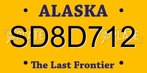 SD8D712 Alaska License Plate