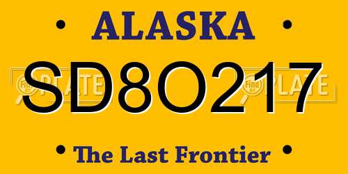 SD8O217 Alaska License Plate