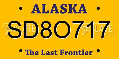 SD8O717 Alaska License Plate