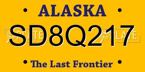 SD8Q217 Alaska License Plate