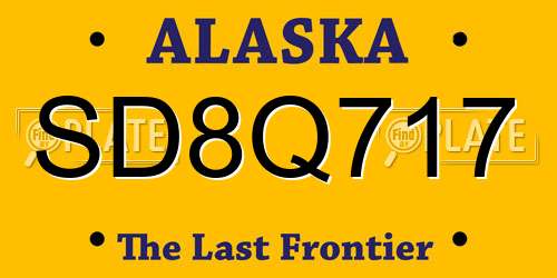 SD8Q717 Alaska License Plate