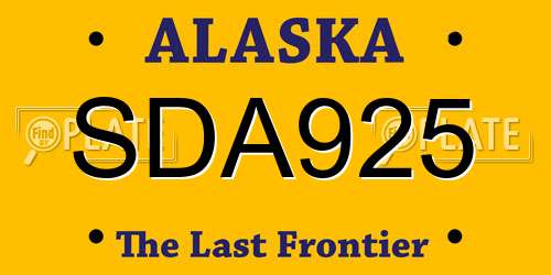 SDA925 Alaska License Plate