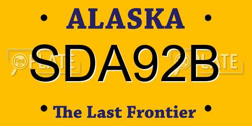SDA92B Alaska License Plate