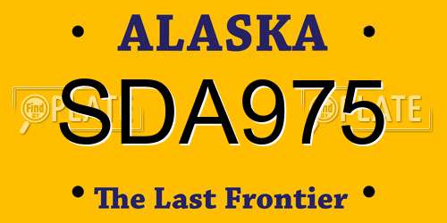 SDA975 Alaska License Plate