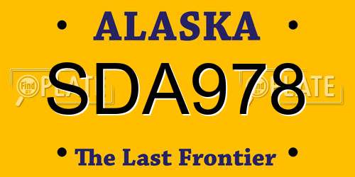 SDA978 Alaska License Plate