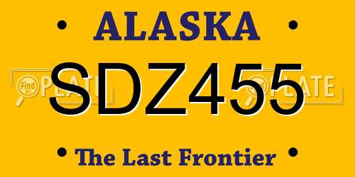 SDZ455 Alaska License Plate