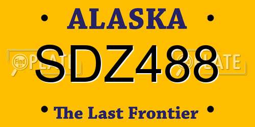 SDZ488 Alaska License Plate
