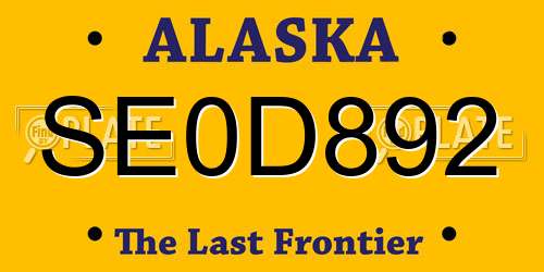 SE0D892 Alaska License Plate