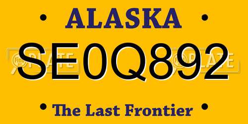 SE0Q892 Alaska License Plate