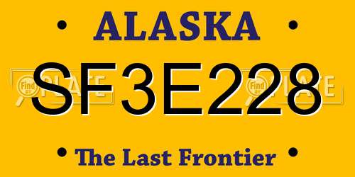 SF3E228 Alaska License Plate