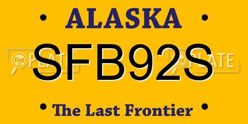 SFB92S Alaska License Plate