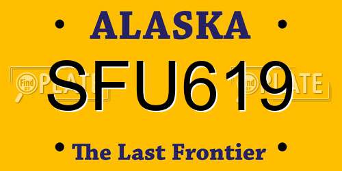 SFU619 Alaska License Plate