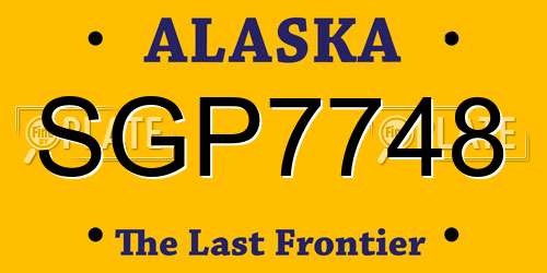 SGP7748 Alaska License Plate