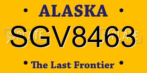 SGV8463 Alaska License Plate