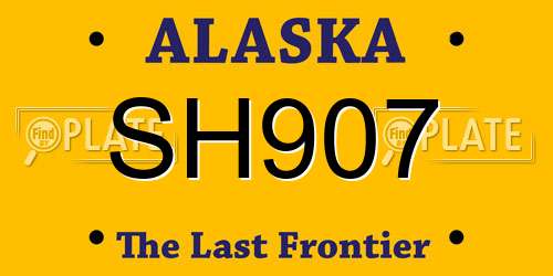 SH907 Alaska License Plate