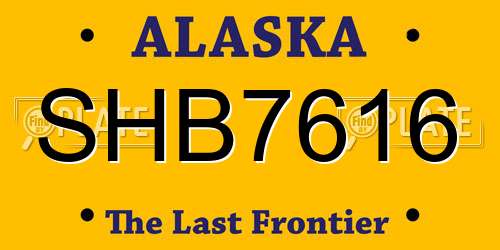 SHB7616 Alaska License Plate