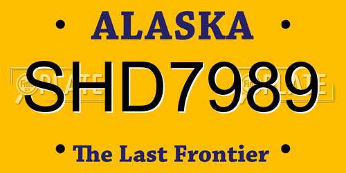 SHD7989 Alaska License Plate