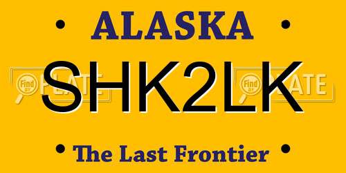 SHK2LK Alaska License Plate