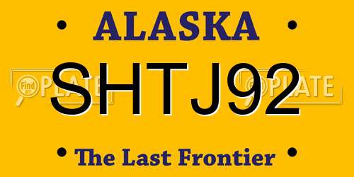 SHTJ92 Alaska License Plate