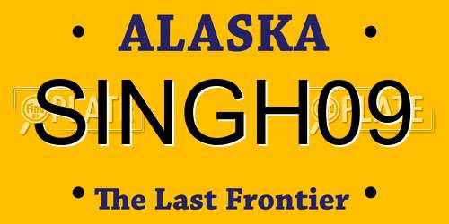 SINGH09 Alaska License Plate