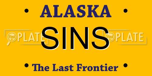 SINS Alaska License Plate