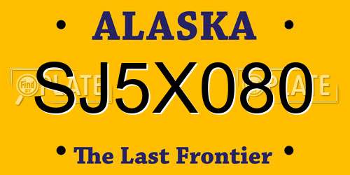 SJ5X080 Alaska License Plate