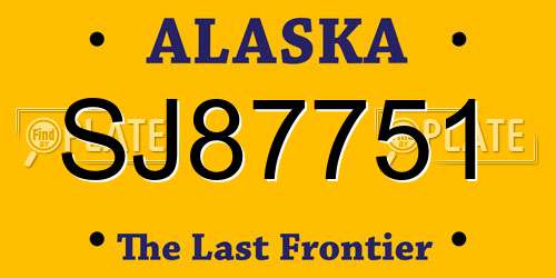 SJ87751 Alaska License Plate