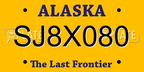 SJ8X080 Alaska License Plate