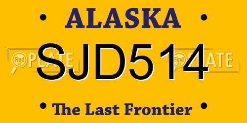 SJD514 Alaska License Plate