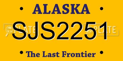 SJS2251 Alaska License Plate