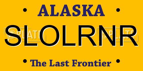 SLOLRNR Alaska License Plate