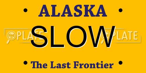 SLOW Alaska License Plate