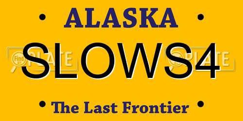 SLOWS4 Alaska License Plate