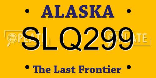 SLQ299 Alaska License Plate