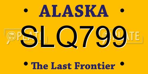 SLQ799 Alaska License Plate