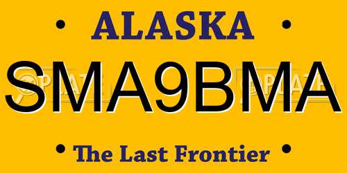 SMA9BMA Alaska License Plate
