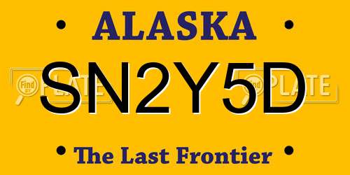 SN2Y5D Alaska License Plate